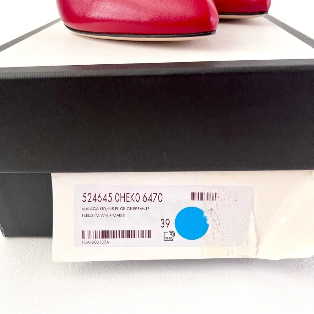 New‎ GUCCI | Sylvie Web Stripe Slingback Red Leather Pointed Pumps EU 39 US 9
